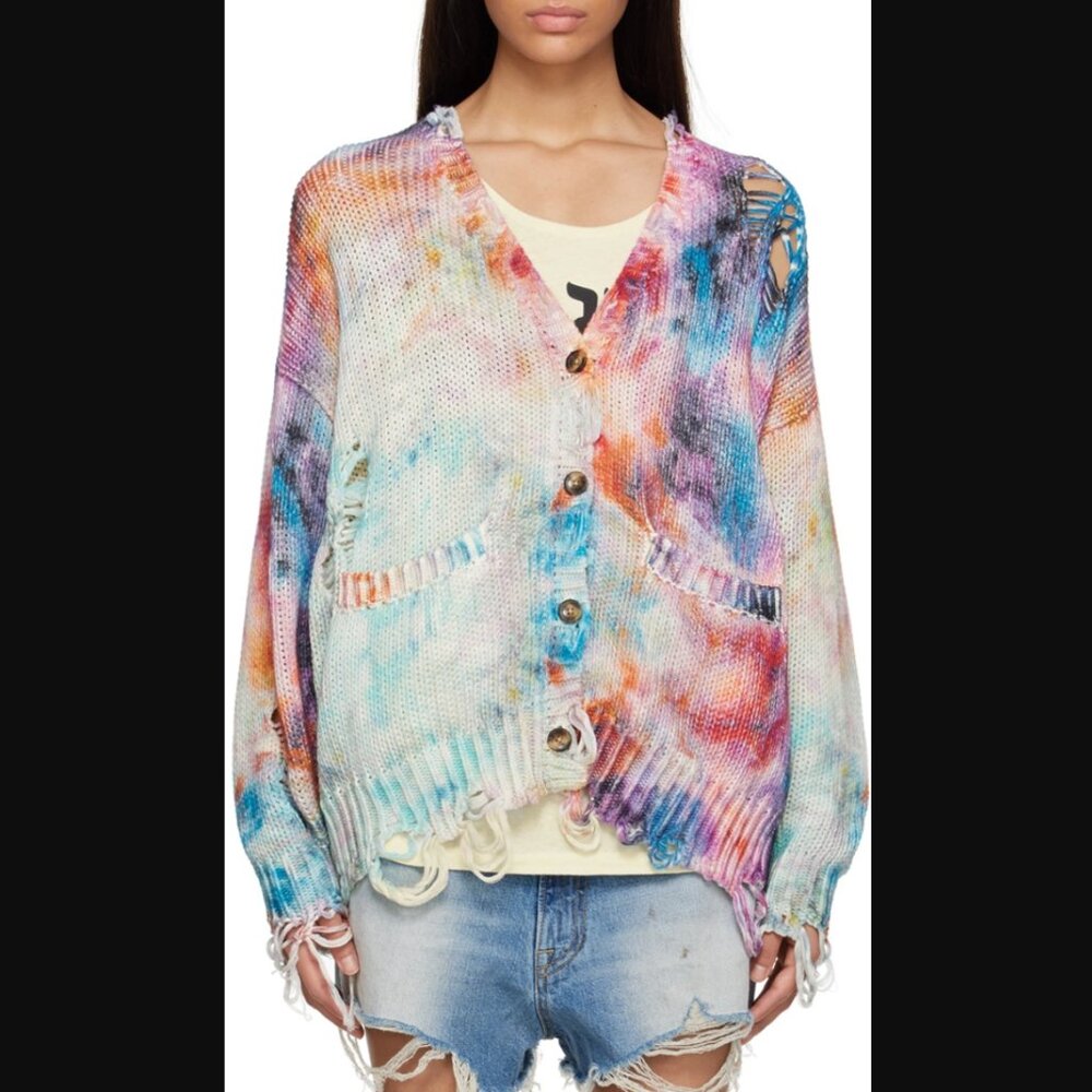 R13 Jumbo Oversize Tie Dye Cardigan